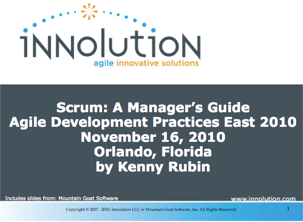 Scrum: A Manager’s guide